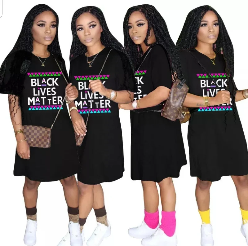 Casual Attire For Women Everyday Glamour Black Lives Matter T-shirt Dress