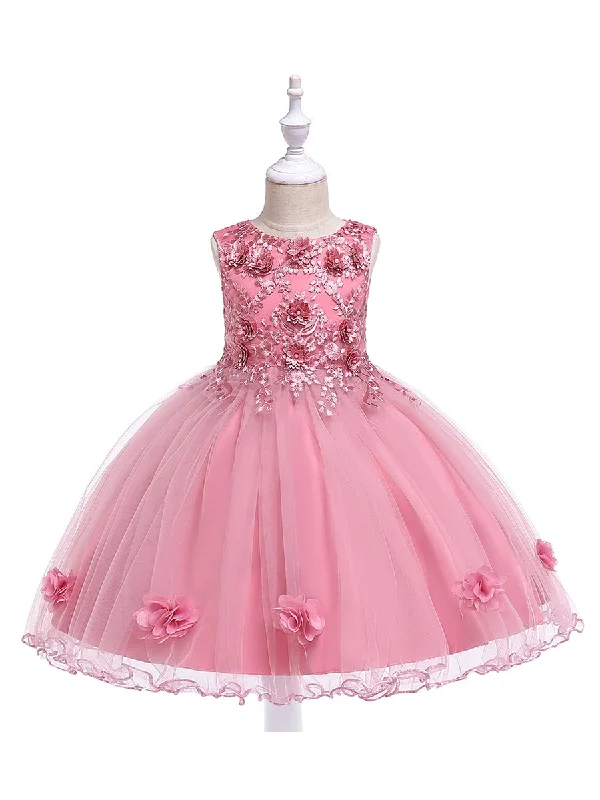 Women's Casual Attire Minimalist Office - Ready Style Ball Gown Scoop Sleeveless Flower Girl Dresses with Solid Flowers