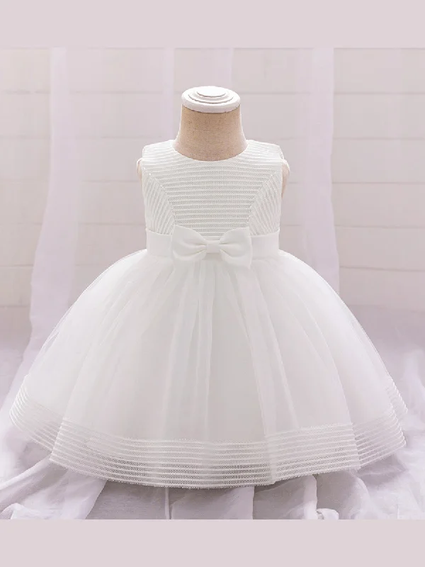 Women's Trendy Attire Boho - Chic Festival - Ready Style Ball Gown Scoop Sleeveless Flower Girl Dresses with Bow Knot