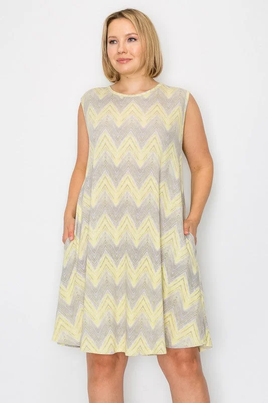 Stylish Women's Garments Beat the Heat in Tropical Styles Gray Yellow Sleeveless Tank Dress