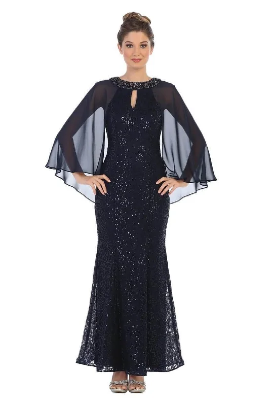 Women's Elegant Evening Outfit Boho - Chic Festival - Ready Style Mother of the Bride Long Formal Cape Dress