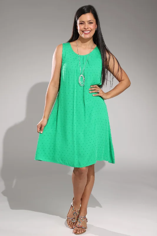 Women's Sports Apparel Art Deco Geometric Pattern Look Sleeveless pleat front Dress | KELLY GREEN | 6133A1