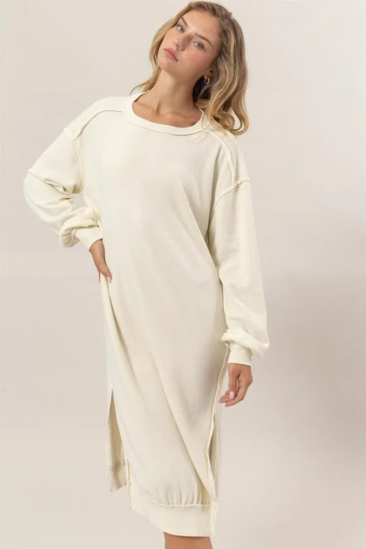 Timeless Women's Apparel Mother's Day Special CANDLIGHT WINTER CREAM SWEATSHIRT DRESS