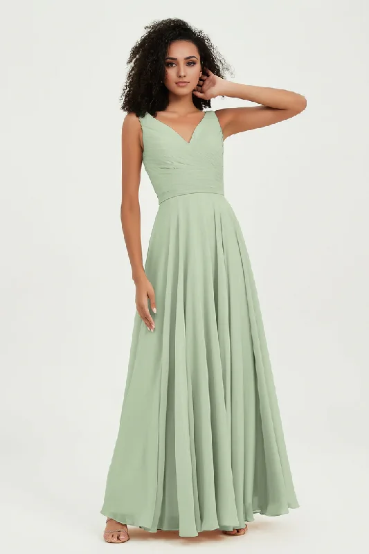 Women's Functional Outdoor Garments Buy More, Save More AABEI DRESS Bridesmaid Dresses Chiffon A-Line V-Neck Pleated Sleeveless Floor-Length Elegant Simple Wedding Guests Dresse