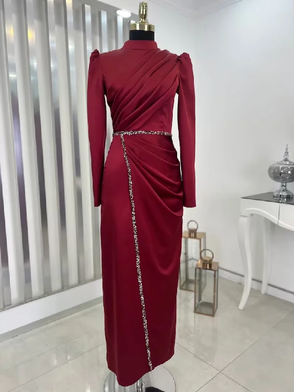 Women's High-Fashion Outfit Everyday Glamour Elegant Sheath Long Sleeves Prom Dress,Muslim Dress  Y6902