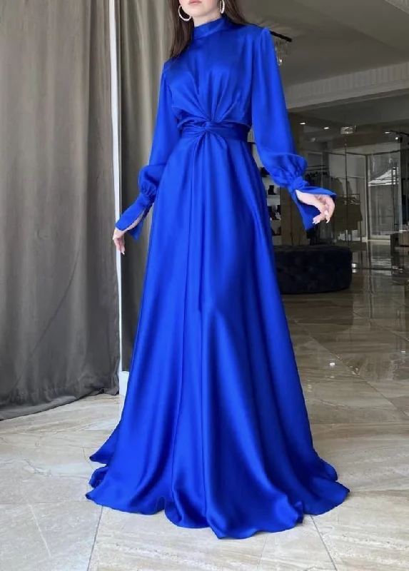 Timeless Women's Outfit Effortless Comfort Royal Blue A-line Long Sleeves Prom Dress,Royal Blue Evening Dress Y5857