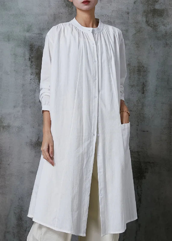 Women's Professional Attire Early Access to Art Deco Styles Sale Organic White Oversized Cotton Vacation Shirt Dresses Spring