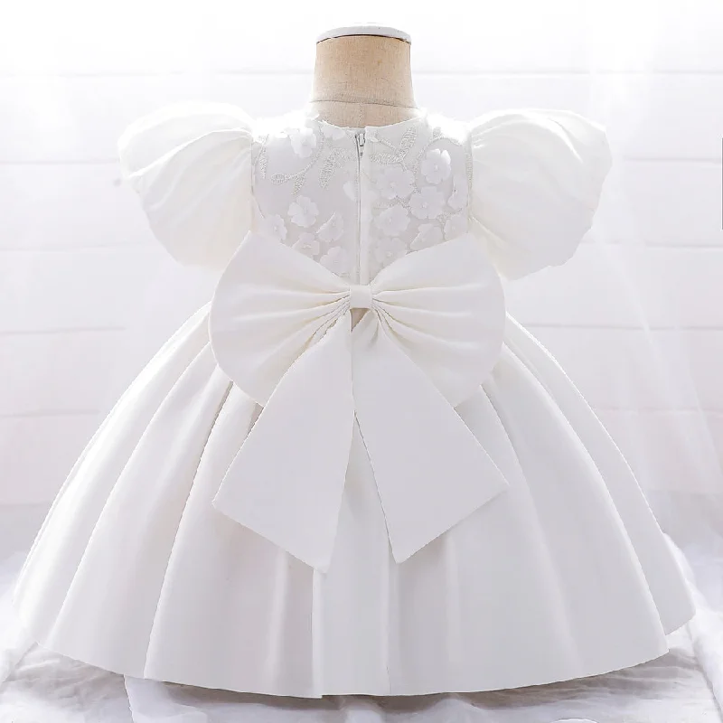 Formal Garments For Women Limited - Time Bundle Ball Gown Scoop Puff Sleeves Flower Girl Dresses with Solid Flowers