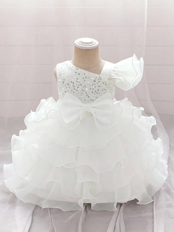 Stylish Women's Garments For Holidays Feminine Charm Ball Gown Asymmetrical Sleeveless Flower Girl Dresses with Tiered