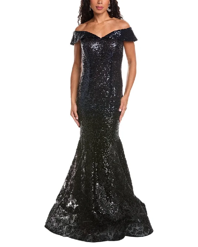 Chic Clothes For Women Limited - Stock Rene Ruiz Off-The-Shoulder Ombre Sequin Mermaid Gown