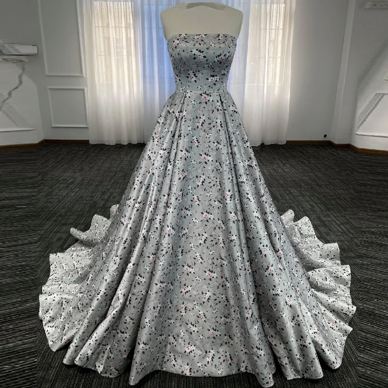 Women's Clothes Contemporary Elegance Strapless Floral Print Wedding Dresses & Gowns with A-line