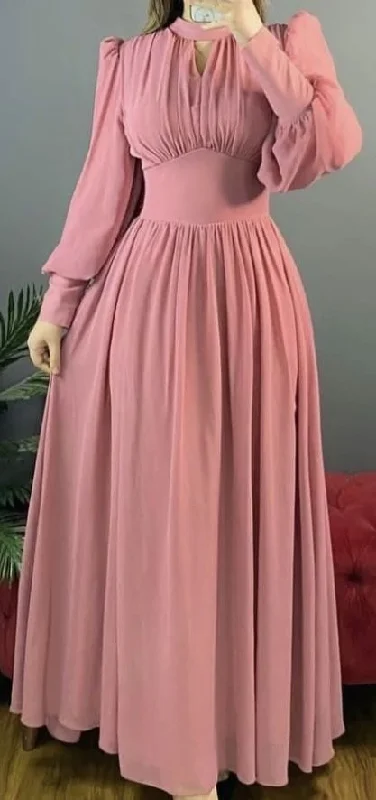 Women's Trendy Casual Outfit Vintage Elegance Simple A-line Long Sleeves Prom Dress Fashion Evening Dress Y5795