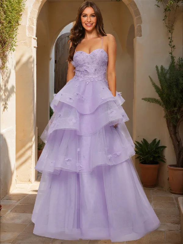 Casual Attire For Women Graceful Movement Ball Gown Sweetheart Sleeveless Tiered Prom Dresses