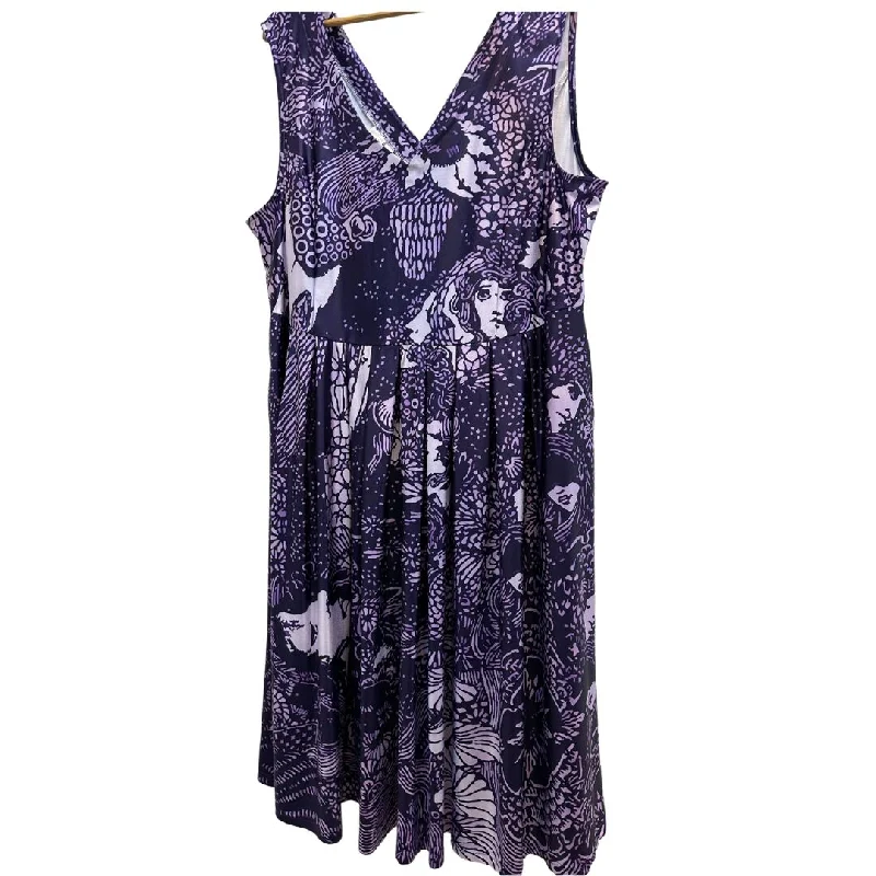 Chic Women's Garments Casual Elegance Vee Sleeveless Purple Poe Print