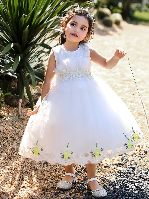 Women's Evening Outfit Limited Quantities Ball Gown Scoop Sleeveless Flower Girl Dresses with Beading