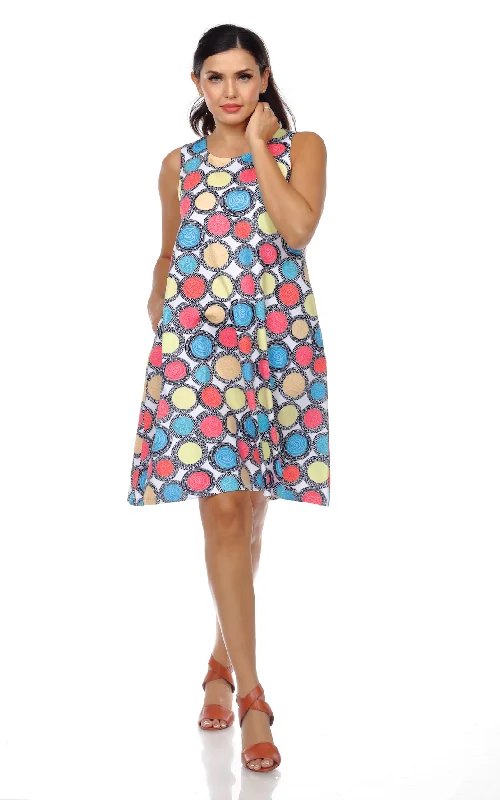 Stylish Women's Outfit Father's Day Deals Polka Dot A-line Sleeveless Dress