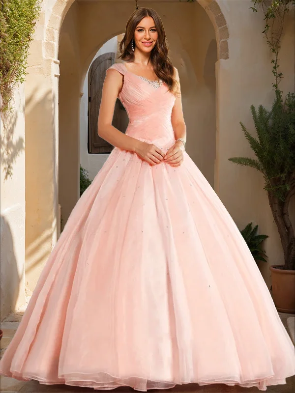 Women's Classic Attire Score Big on Glamorous Red - Carpet Styles Ball Gown V-Neck Sleeveless Sequins Prom Dresses