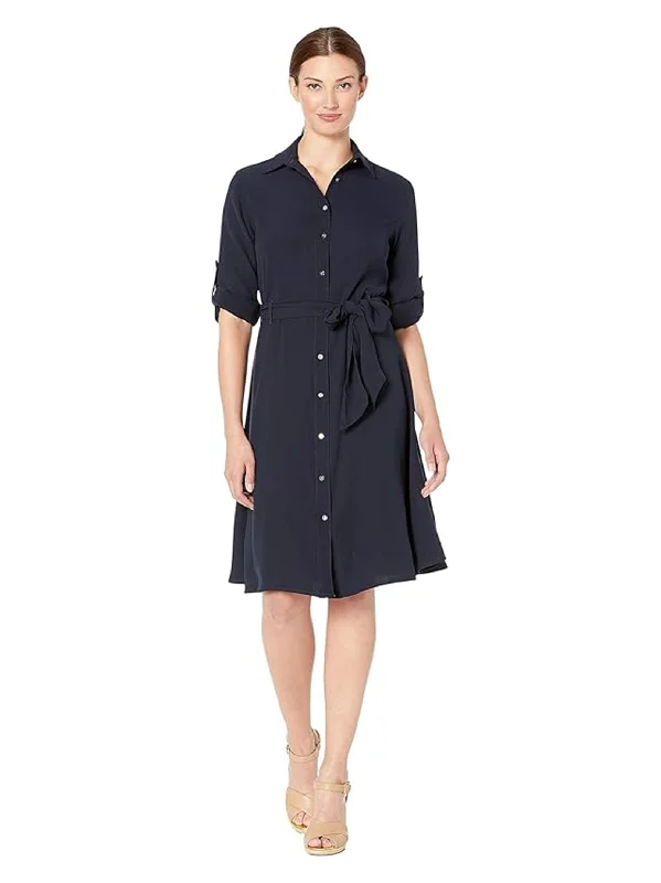 Women's Sports Apparel Buy More, Save More Women's Plain Fit & Flare Shirt Dress,Navy