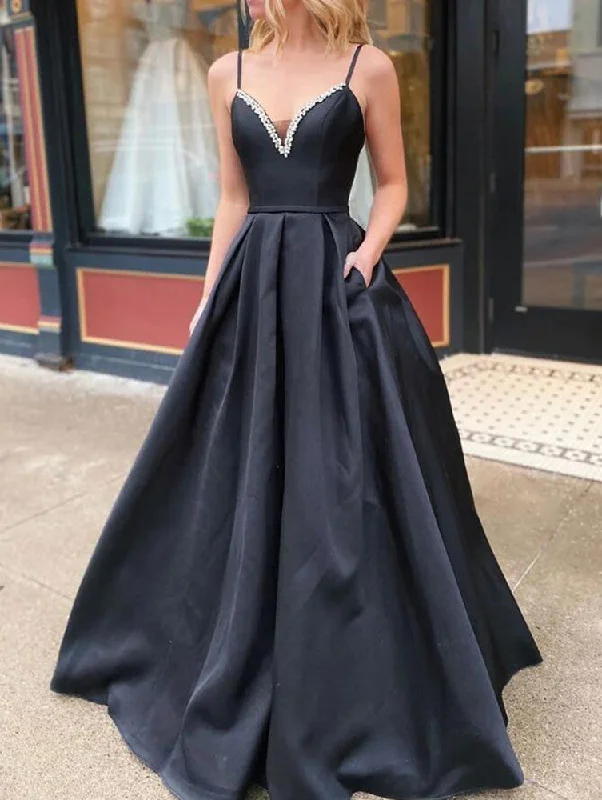 Women's Seasonal Garments Dreamy Aesthetic Women Satin Prom Dresses Long V-Neck Evening Gowns Formal Party Dress YPD511