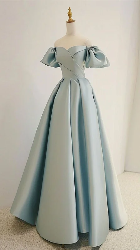 Women's Clothing And Garments Sets Seasonal Trend Pretty A line Sweetheart Light Sky Blue Satin Long Party Dress Prom Dresses C3136