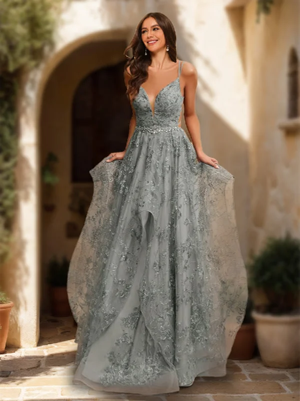 Women's Cozy Winter Attire Flash Sale Ball Gown V-Neck Sleeveless Tiered Prom Dresses