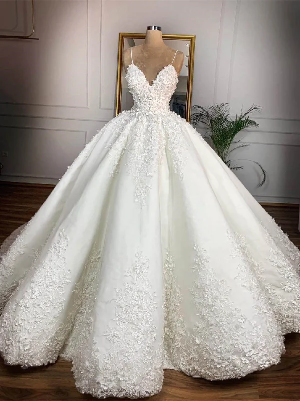 Women's Professional Outfit Ethnic Cultural Event Wear Sapaghetti Long Ball Gown Lace Wedding Dresses, 2020 Wedding Dresses, Long Bridal Gown