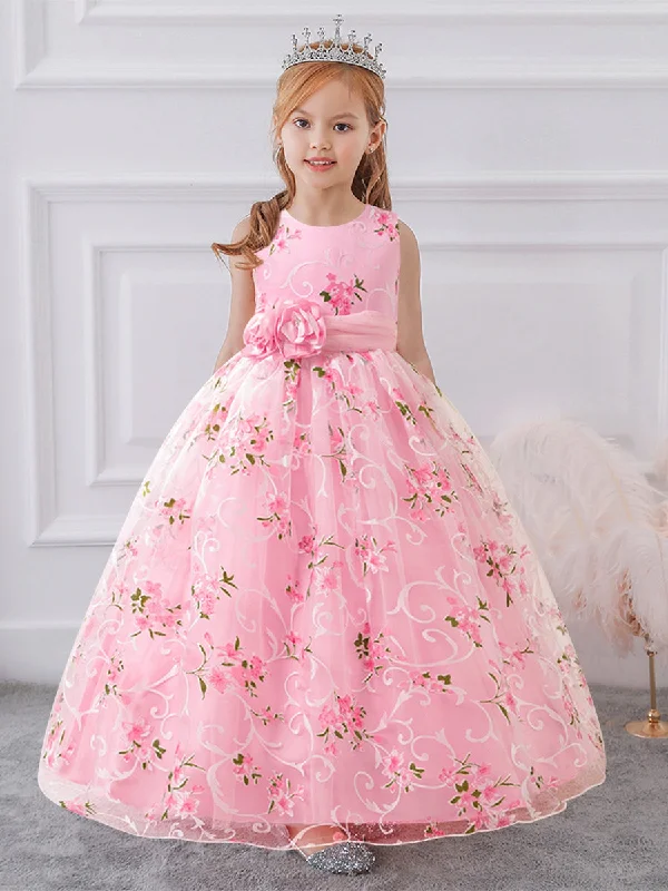 Comfortable Garments For Women Big Savings on Rustic Countryside Styles Ball Gown Scoop Sleeveless Flower Girl Dresses with Solid Flowers