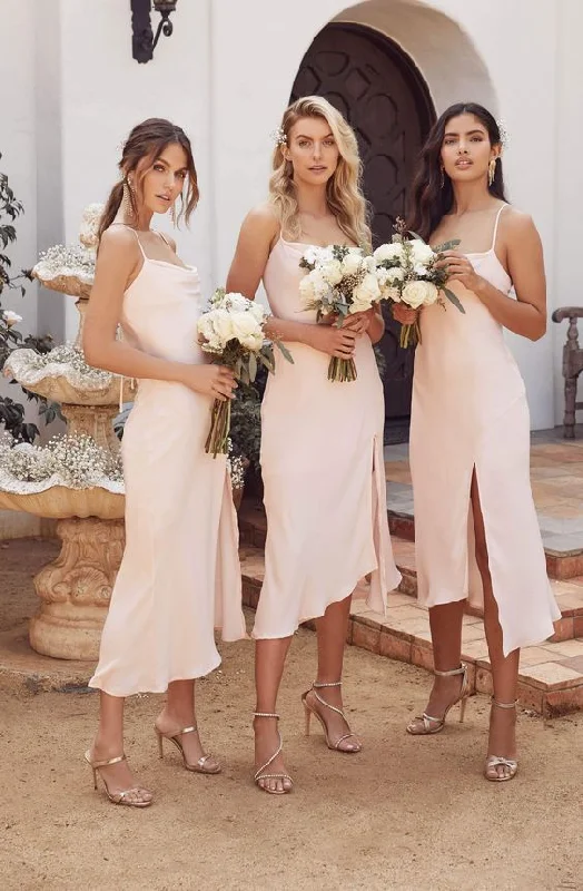 Women's Casual Garments Soft Textures Short Slit Bridesmaid Dress