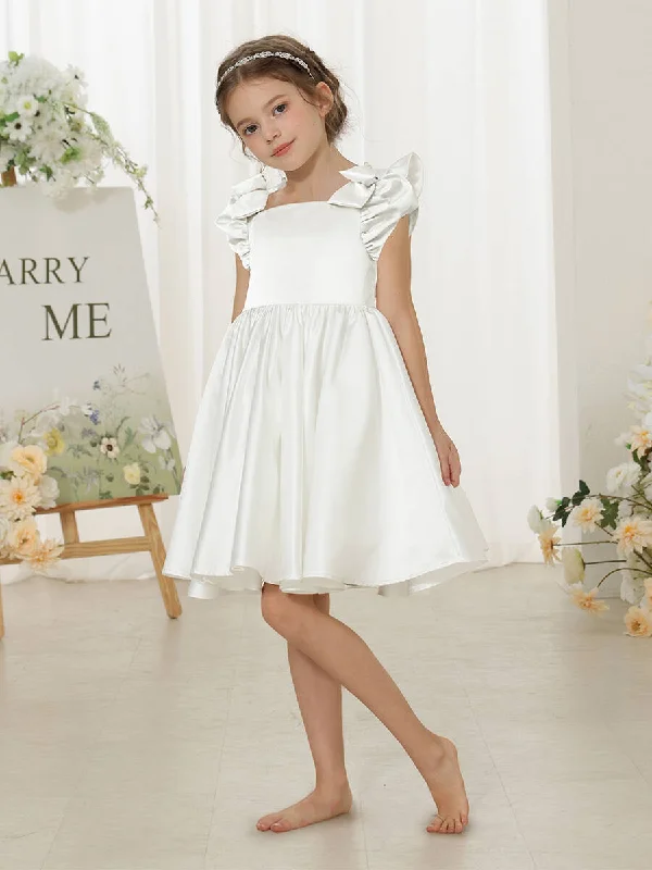 Women's Clothes For Work Mid - Week Surprise Ball Gown Square Neck Flying Sleeves Ruched Flower Girl Dresses