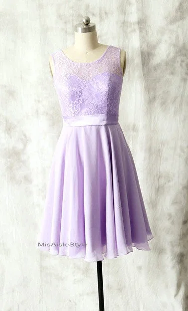 Affordable Luxury Women's Garments Graceful Movement Short V-back Lilac Bridesmaid Dress