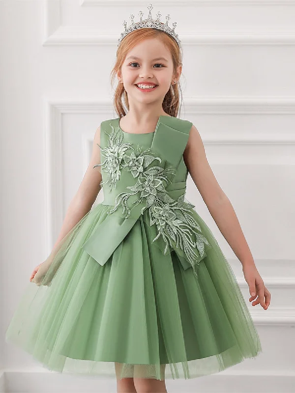 Women's Transitional Outfit Luxury Comfort Princess Ball Gown Scoop Flower Girl Dresses with Appliques