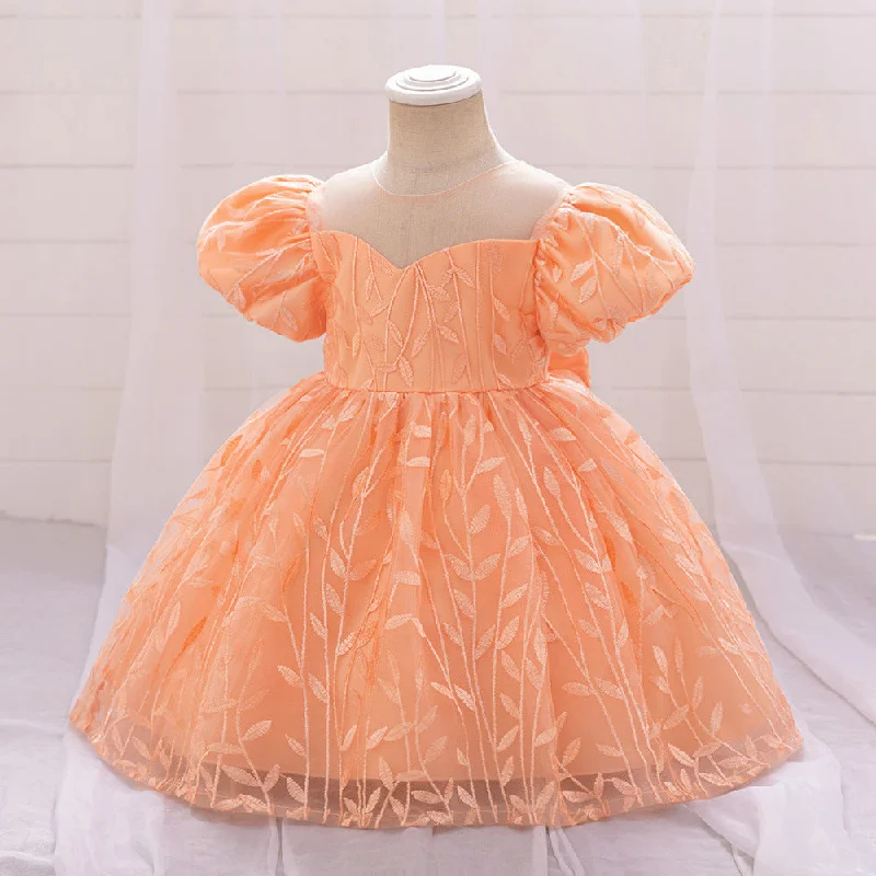 Women's Stylish Casual Garments Luxury Comfort Ball Gown Scoop Puff Sleeves Flower Girl Dresses with Lace