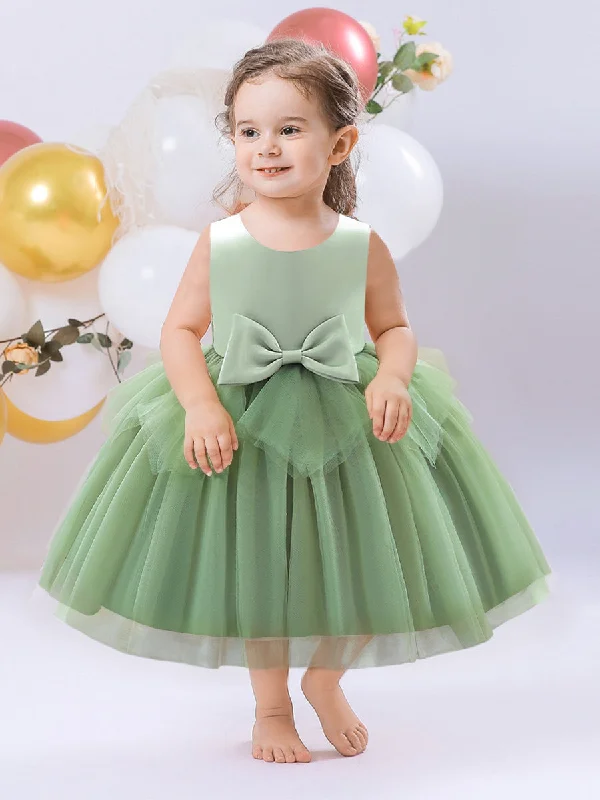 Plus-Size Women's Garments Anniversary Sale Ball Gown Scoop Sleeveless Flower Girl Dresses with Ruched