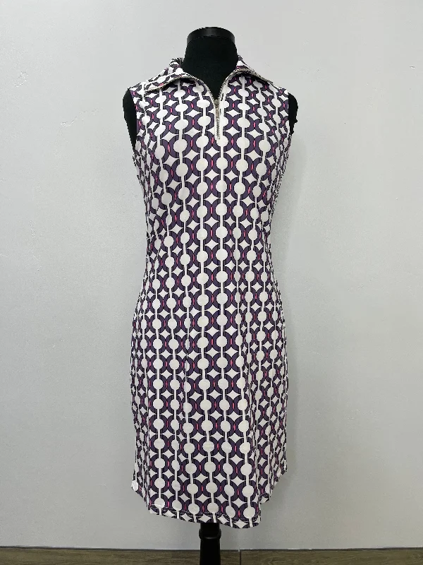 Sustainable Fashion Clothing For Women Anniversary Sale Purple Pattern Sleeveless Zip Collar Dress