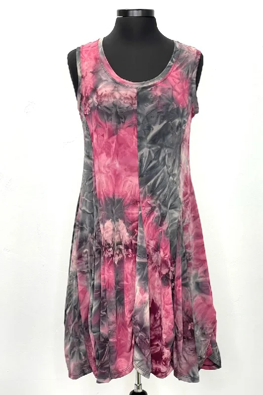 Women's Active Outfit For Fitness Chic Urban Fashion Look Tie Dye Sleeveless Pull Over Bubble Dress