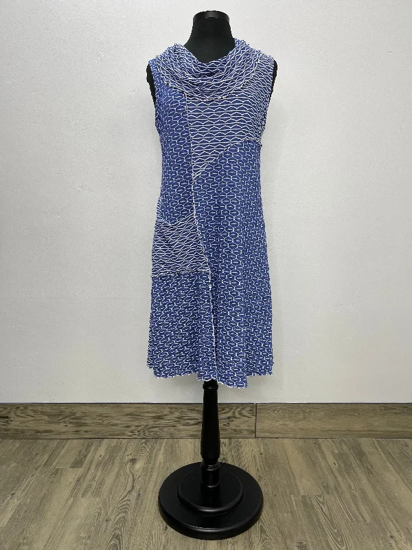 Women's Elegant Outfit Modern Romance Honeycomb Sleeveless Cowl Neck Dress Denim