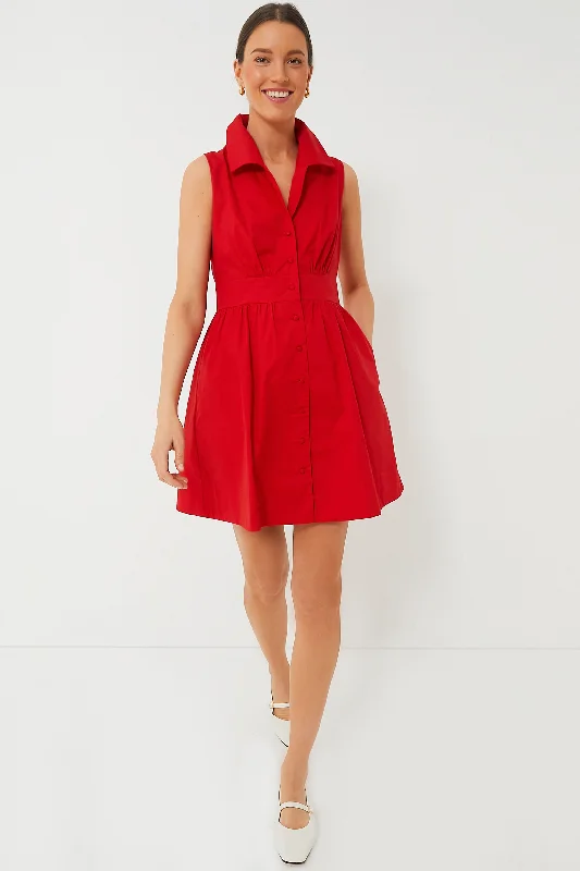 Charming Women's Garments Discounts on Casual Weekend Styles Red Sleeveless Noelle Shirt Dress