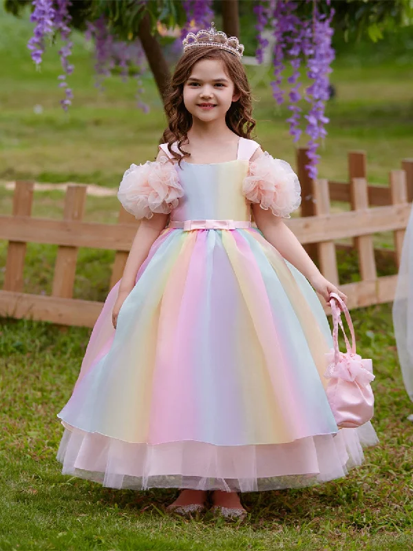 Sustainable Women's Apparel End - of - Month Blowout Ball Gown Cold Shoulder Short Sleeves Tiered Flower Girl Dresses