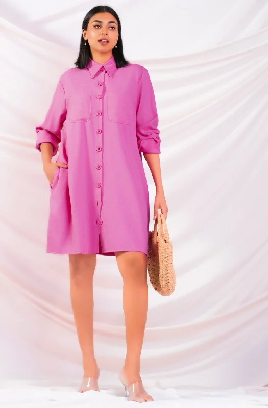 Women's Trendy Activewear Apparel Dreamy Aesthetic Oversized Pink Shirt Dress