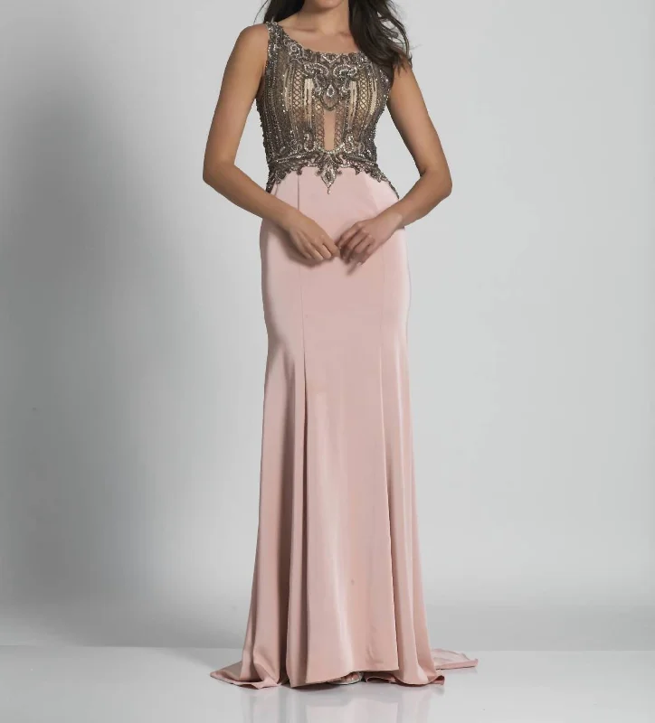 Fashionable Women's Casual Apparel Nordic Minimalist Home Look Evening Gown In Blush