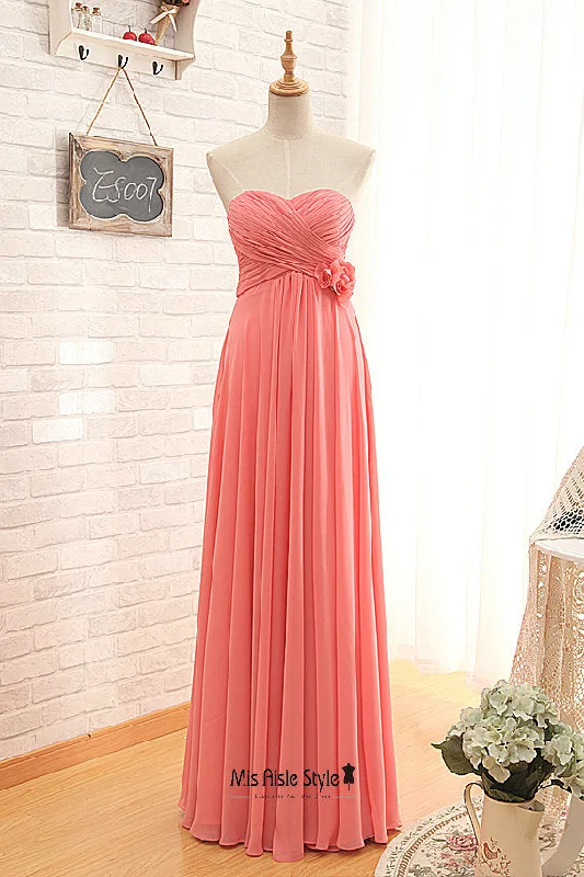 Women's Resort Garments Seasonal Trend Full Length Empire Coral Bridesmaid Dress