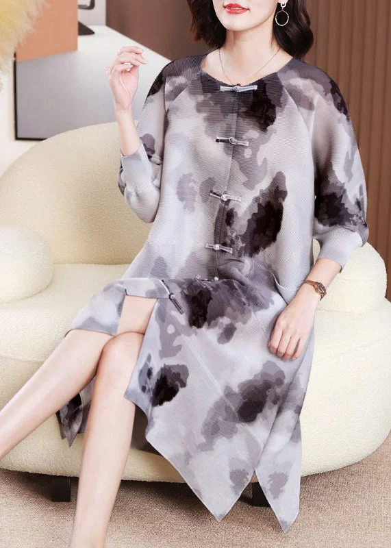 Women's Casual Outfit Bold Patterns Vintage Black Oversized Tie Dye Shirt Dresses Summer