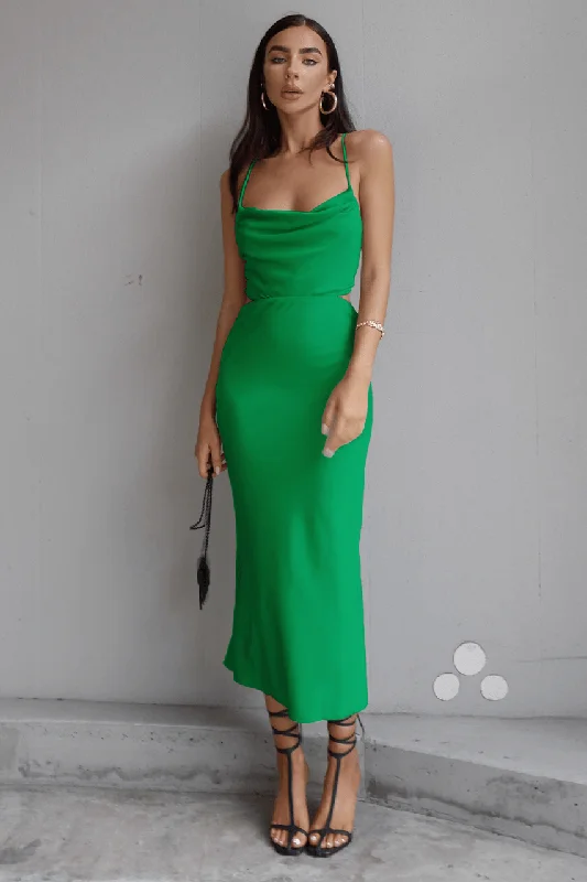 Women's High-Fashion Attire Casual Elegance Charissa Slip Dress - Emerald