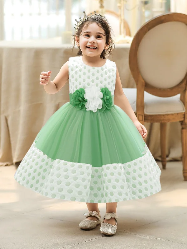 Women's Seasonal Apparel Graceful Movement Ball Gown Scoop Sleeveless Flower Girl Dresses with Solid Flowers