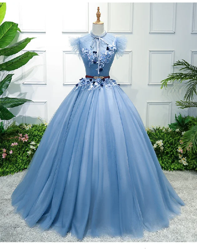 Women's Casual Clothing For Lounging Y2K Nostalgic Fashion Look Blue party dress, stage outfit,high neck ball gown, fairy evening dress,high neck quinceanera dress