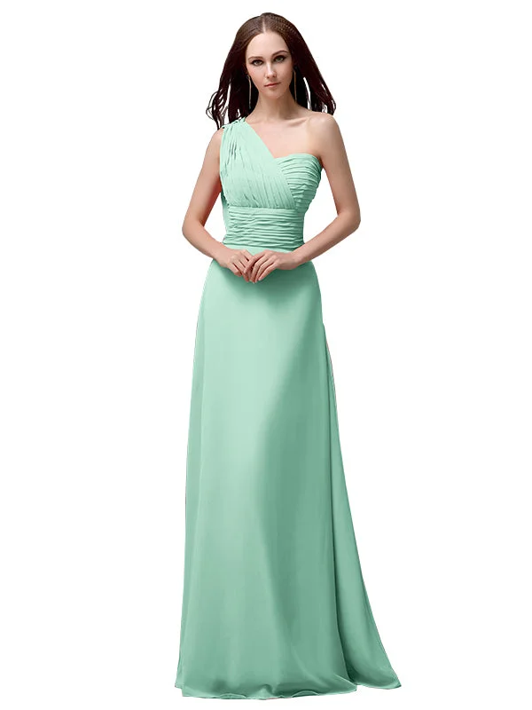 Stylish Women's Attire Weekend Special Unique One-shoulder Sleeveless A-line Floor-Length Bridesmaid Dresses