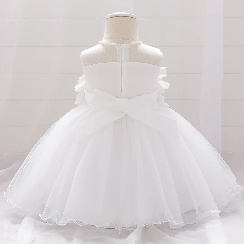 Women's Transitional Garments Minimalist Chic Ball Gown Scoop Sleeveless Flower Girl Dresses with Beading