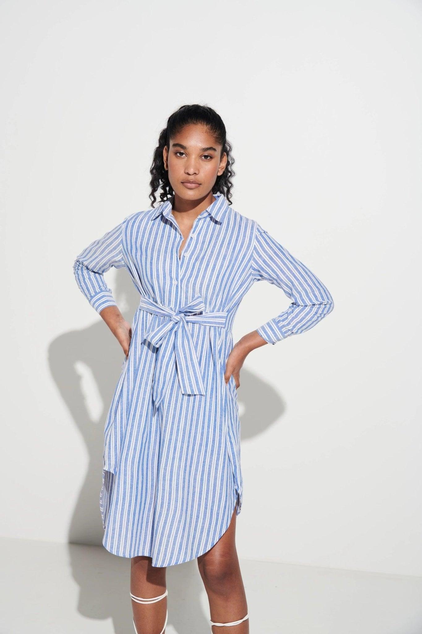 Women's Holiday Attire Flash Deals One Piece Stripe Shirt Dress