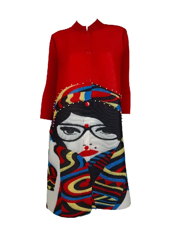 Women's Casual Attire Refined Simplicity D240044 Printed Pleated Shirt Dress