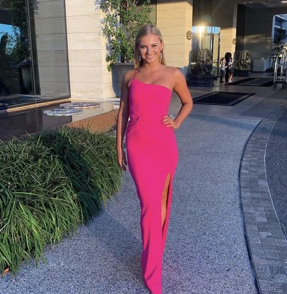 Women's Stylish Professional Garments End - of - Month Blowout Hot pink bridesmaid dress Simple Long Party Formal Prom Dresses for Girls     S2251